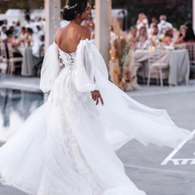 Load image into Gallery viewer, Lace Wedding Dress-Detachable Train and Puff Sleeves | Wedding Dresses