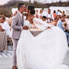 Load image into Gallery viewer, Lace Wedding Dress-Detachable Train and Puff Sleeves | Wedding Dresses