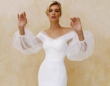 Load image into Gallery viewer, Off the Shoulder Wedding Dress-Tulle Satin Bridal Gown | Wedding & Bridal Party Dresses