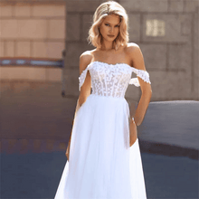 Load image into Gallery viewer, Off the Shoulder Wedding Dress-A-Line Open Back Bridal Gown | Wedding Dresses