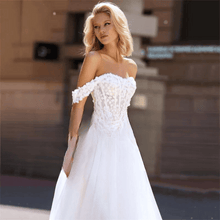 Load image into Gallery viewer, Off the Shoulder Wedding Dress-A-Line Open Back Bridal Gown | Wedding Dresses