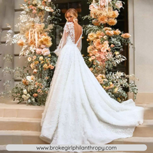 Load image into Gallery viewer, Backless Wedding Dress-A Line Lace Wedding Dress | Wedding Dresses