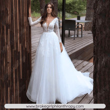 Load image into Gallery viewer, Long Sleeve Wedding Dress-A Line Lace Bridal Gown-Backless | Wedding Dresses