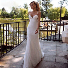 Load image into Gallery viewer, V Neck Beach Wedding Dress-Spaghetti Straps V Neck Wedding Dress | Wedding Dresses