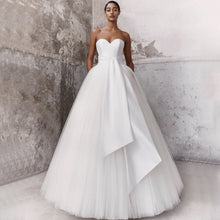 Load image into Gallery viewer, A Line Wedding Dress-Strapless Satin Bridal Gown | Wedding Dresses
