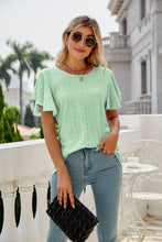 Load image into Gallery viewer, Eyelet Flutter Sleeve Round Neck Top Broke Girl Philanthropy