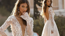 Load image into Gallery viewer, Bohemian Beach Wedding Dress- Vintage Backless Lace-Size 14 | Wedding Dresses