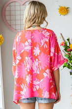 Load image into Gallery viewer, Womens Blouse-First Love Slit Printed Round Neck Half Sleeve Blouse | Tops/Blouses & Shirts