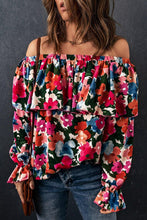 Load image into Gallery viewer, Womens Blouse-Floral Off-Shoulder Flounce Sleeve Layered Blouse | Top