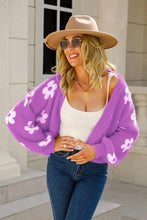 Load image into Gallery viewer, Womens Sweater-Floral Open Front Fuzzy Cardigan | Coat & Jacket & Cardigan