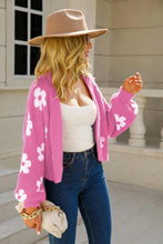 Load image into Gallery viewer, Womens Sweater-Floral Open Front Fuzzy Cardigan | Coat & Jacket & Cardigan