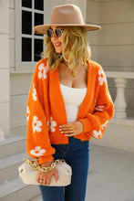 Load image into Gallery viewer, Womens Sweater-Floral Open Front Fuzzy Cardigan | Coat & Jacket & Cardigan