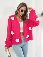 Load image into Gallery viewer, Womens Sweater-Floral Open Front Long Sleeve Cardigan | top