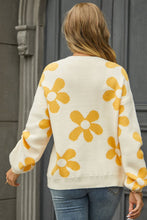 Load image into Gallery viewer, Womens Sweater-Floral Print Round Neck Dropped Shoulder Pullover Sweater