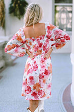 Load image into Gallery viewer, Womens Dress-Floral Smocked Square Neck Long Sleeve Dress | Dresses/Midi Dresses