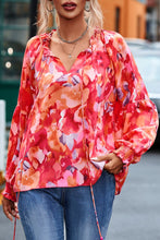 Load image into Gallery viewer, Womens Blouse-Floral Tassel Tie Long Sleeve Blouse | Tops/Blouses & Shirts