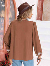 Load image into Gallery viewer, Womens Blouse-Floral Tie Neck Balloon Sleeve Blouse | Tops/Blouses & Shirts