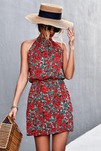 Load image into Gallery viewer, Womens Mini Dress-Floral Tied Sleeveless Mini Dress | Dresses