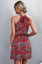 Load image into Gallery viewer, Womens Mini Dress-Floral Tied Sleeveless Mini Dress | Dresses