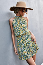 Load image into Gallery viewer, Womens Mini Dress-Floral Tied Sleeveless Mini Dress | Dresses