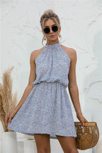 Load image into Gallery viewer, Womens Mini Dress-Floral Tied Sleeveless Mini Dress | Dresses