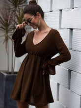 Load image into Gallery viewer, Womens Mini Dress-Flounce Sleeve V-Neck Mini Dress | dress