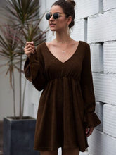 Load image into Gallery viewer, Womens Mini Dress-Flounce Sleeve V-Neck Mini Dress | dress
