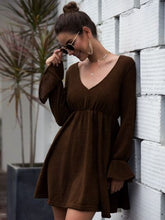 Load image into Gallery viewer, Womens Mini Dress-Flounce Sleeve V-Neck Mini Dress | dress