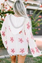 Load image into Gallery viewer, Womens Sweater-Flower Dropped Shoulder Hooded Sweater | top