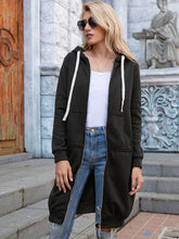 Load image into Gallery viewer, Womens Top-Full Size Zip-Up Longline Hoodie with Pockets | Coat & Jacket & Cardigan
