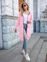 Load image into Gallery viewer, Womens Top-Full Size Zip-Up Longline Hoodie with Pockets | Coat & Jacket & Cardigan