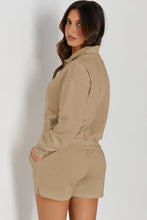 Load image into Gallery viewer, Womens Shorts Set-Half Button Sweatshirt and Shorts Active Set | Top