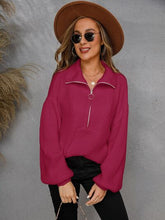Load image into Gallery viewer, Womens Sweater-Half Zip Dropped Shoulder Sweater | sweater