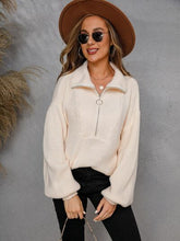 Load image into Gallery viewer, Womens Sweater-Half Zip Dropped Shoulder Sweater | sweater