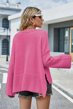 Load image into Gallery viewer, Womens Sweater-High-Low Slit Round Neck Long Sleeve Sweater | top