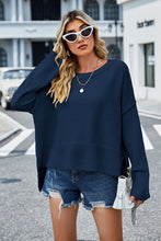 Load image into Gallery viewer, Womens Sweater-High-Low Slit Round Neck Long Sleeve Sweater | top