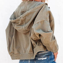 Load image into Gallery viewer, Womens Jacket-Hooded Dropped Shoulder Denim Jacket
