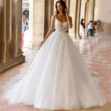 Load image into Gallery viewer, Lace Wedding Dress-Illusion Top Applique Bridal Gown | Wedding Dresses