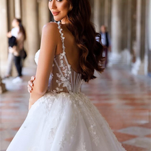 Load image into Gallery viewer, Lace Wedding Dress-Illusion Top Applique Bridal Gown | Wedding Dresses