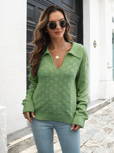 Load image into Gallery viewer, Womens Sweater-Johnny Collar Dropped Shoulder Sweater