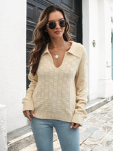Load image into Gallery viewer, Womens Sweater-Johnny Collar Dropped Shoulder Sweater