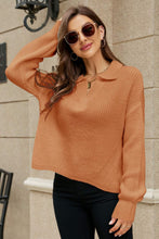 Load image into Gallery viewer, Womens Sweater-Johnny Collar Lantern Sleeve Sweater