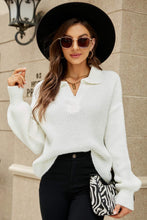 Load image into Gallery viewer, Womens Sweater-Johnny Collar Lantern Sleeve Sweater