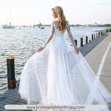 Load image into Gallery viewer, Lace Wedding Dress-V-Neck Detachable Train Wedding Dress | Wedding Dresses