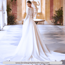 Load image into Gallery viewer, Lace Wedding Dress-Vintage Satin Long Sleeve Wedding Dress | Wedding Dresses