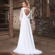 Load image into Gallery viewer, Simple Beach Wedding Dress-Long Sleeve Chiffon Bridal Gown | Wedding Dresses