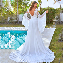 Load image into Gallery viewer, Beach Wedding Dress-Long Sleeve Chiffon Beach Wedding Dress | Wedding Dresses