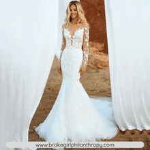Load image into Gallery viewer, Mermaid Wedding Dress-Long Sleeve Backless Bridal Gown | Wedding Dresses