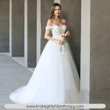 Load image into Gallery viewer, Off the Shoulder Wedding Dress-Simple A-Line Wedding Dress | Wedding Dresses