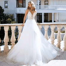 Load image into Gallery viewer, Beach Wedding Dress-Modern A-Line Tulle Beach Wedding Dress | Wedding Dresses